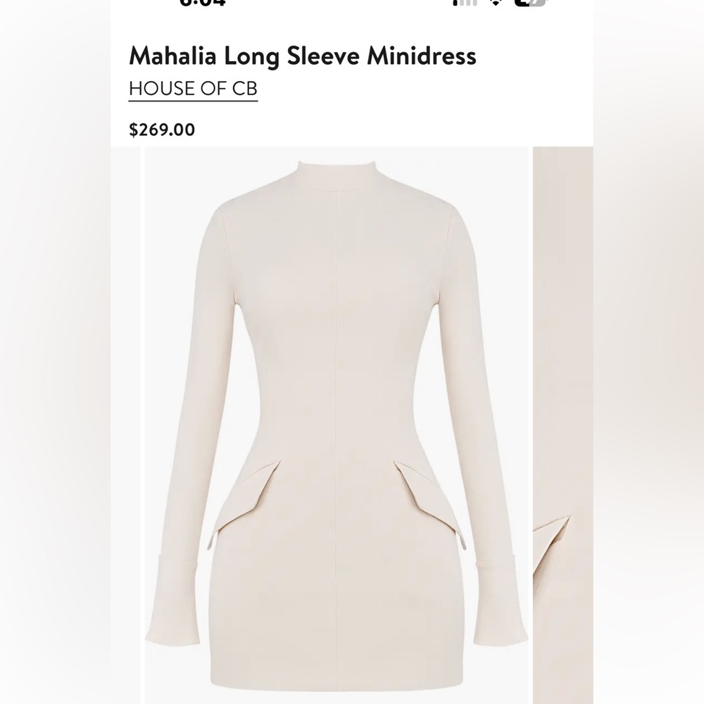 House of CB Mahalia Long Sleeve Minidress in Cream